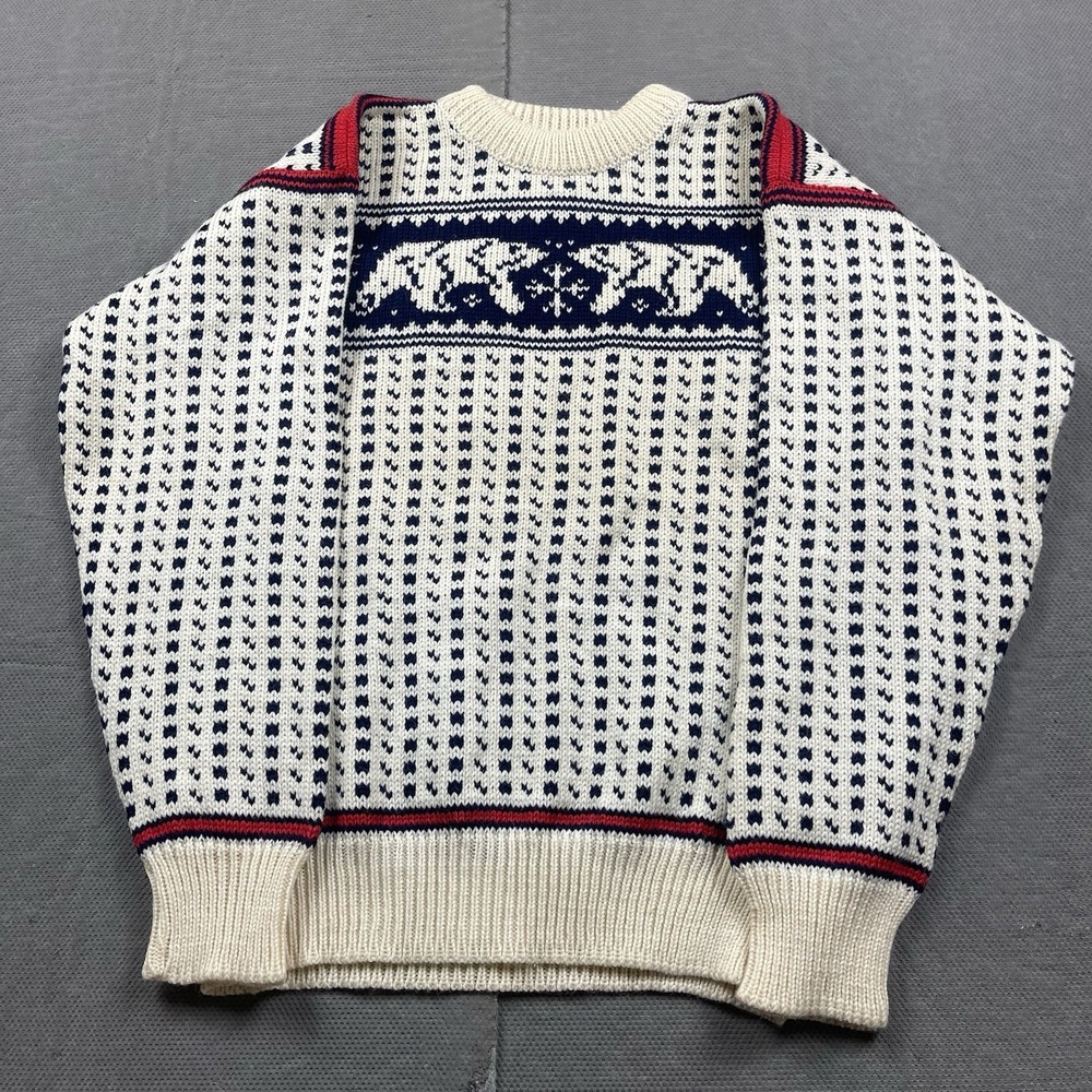 Vintage Dale Of Norway Sweater Mens Small 48 Fair Isle Wool Knit Ski Bear Winter
